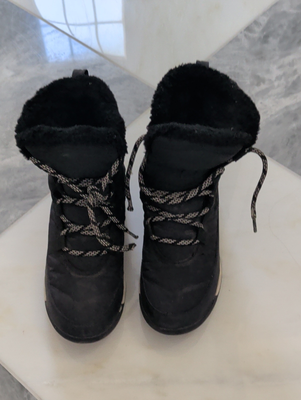 Sorel Black Lace-Up Faux Fur Winter Boots